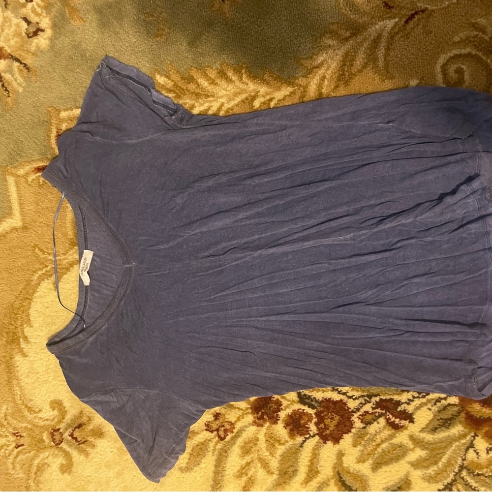 Cable & Gauge Blue Ruched Cap Sleeve Tee